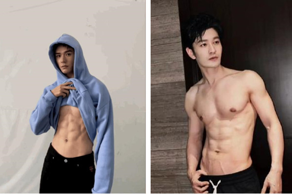 黄晓明和龚俊比腹肌宁静却发现黄晓明的腹肌上有皱纹