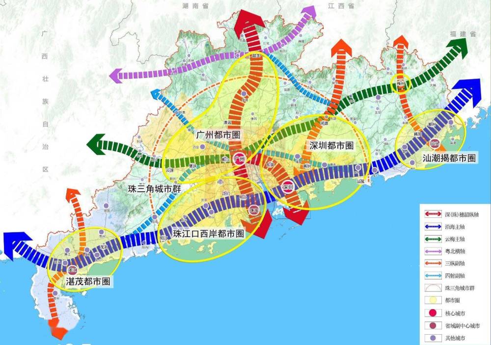 广东确定4个中心城市,带动一核一带一区发展,领跑粤港澳大湾区
