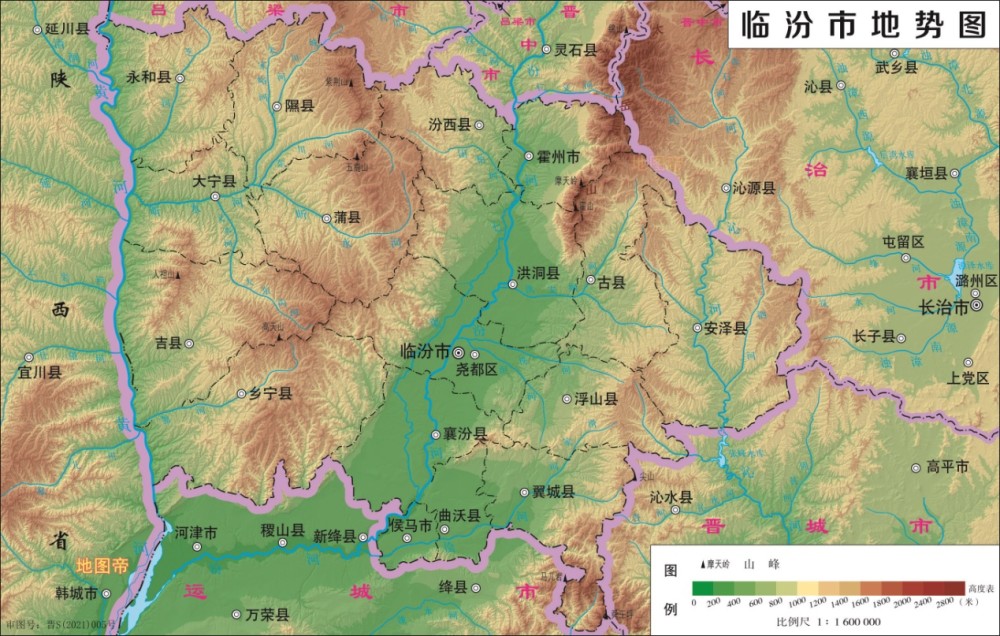 12张地形图快速了解山西省各市