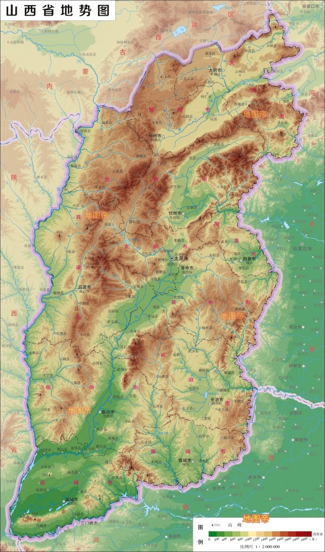 12张地形图,快速了解山西省各市