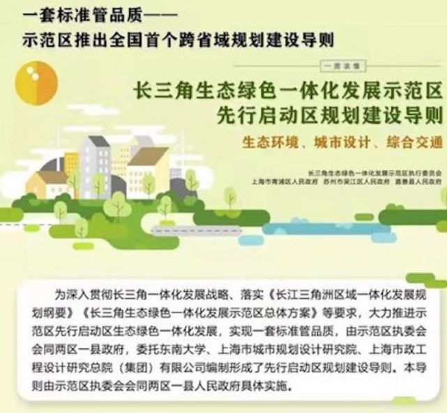 全国首个跨省域规划建设导则出炉：长三角一体化示范区将实现“一套标准管品质”_腾讯新闻