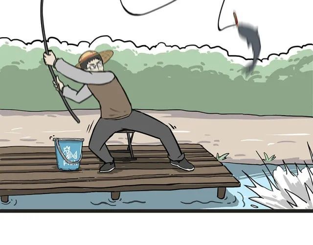 搞笑漫画钓鱼钓到大鱼了要不要来尝尝