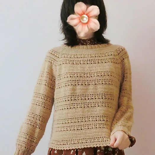 钩针实例1这款钩针毛衣我喜欢成人款式春秋季节穿最好看