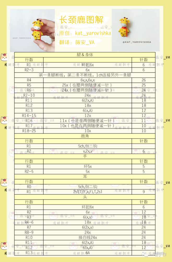 【钩针图解】长颈鹿和它的小伙伴