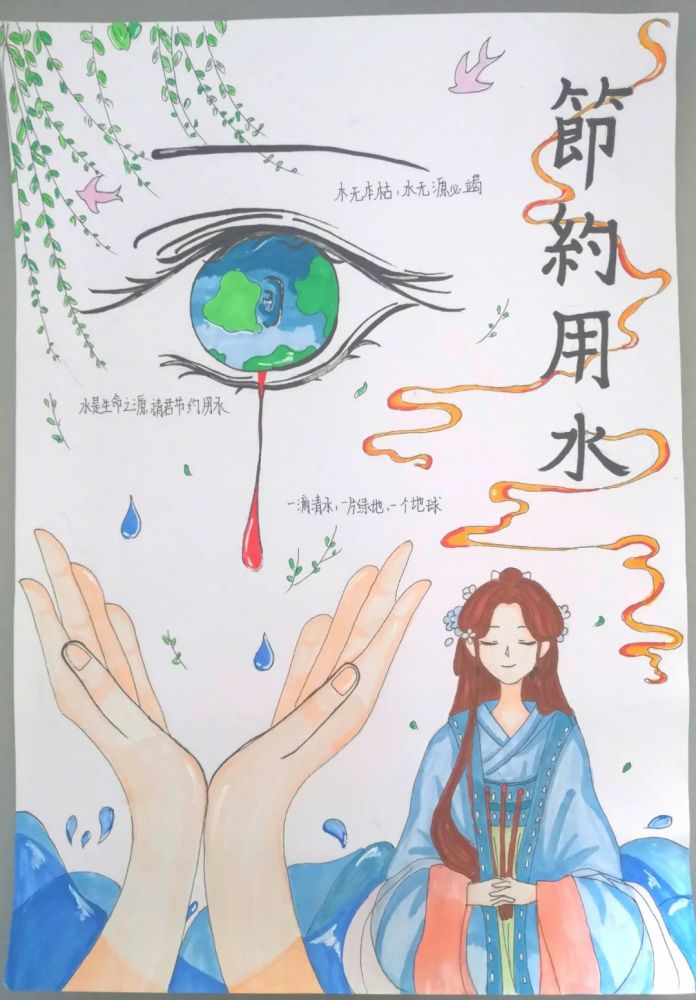 "节约用水倡议活动主题手抄报/海报绘画作品大赏水用约节