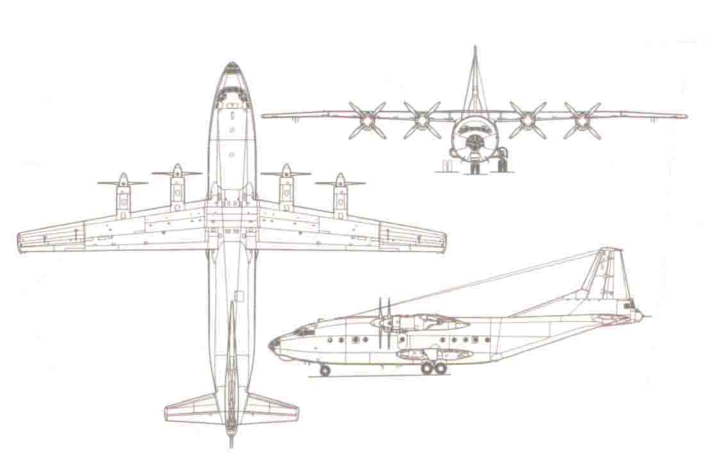 安-12运输机三视图