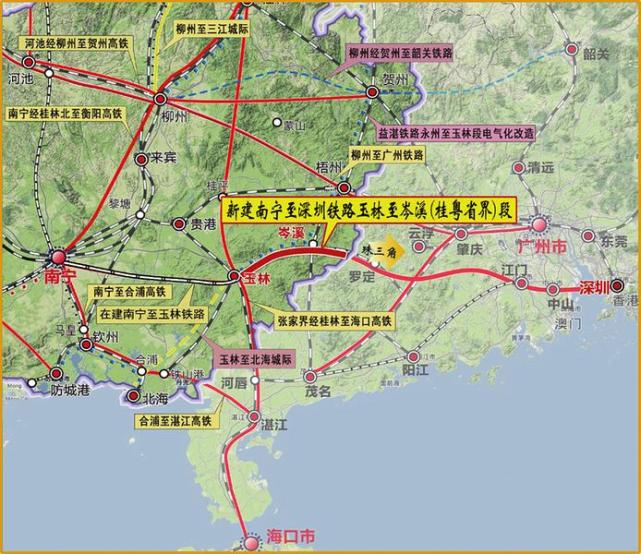 南深铁路玉岑段项目线路图     (广西铁投集团供图)