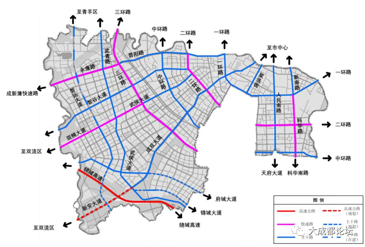 骨干道路布局图 在太平寺机场搬迁后,对太平寺片区内部路网进行规划