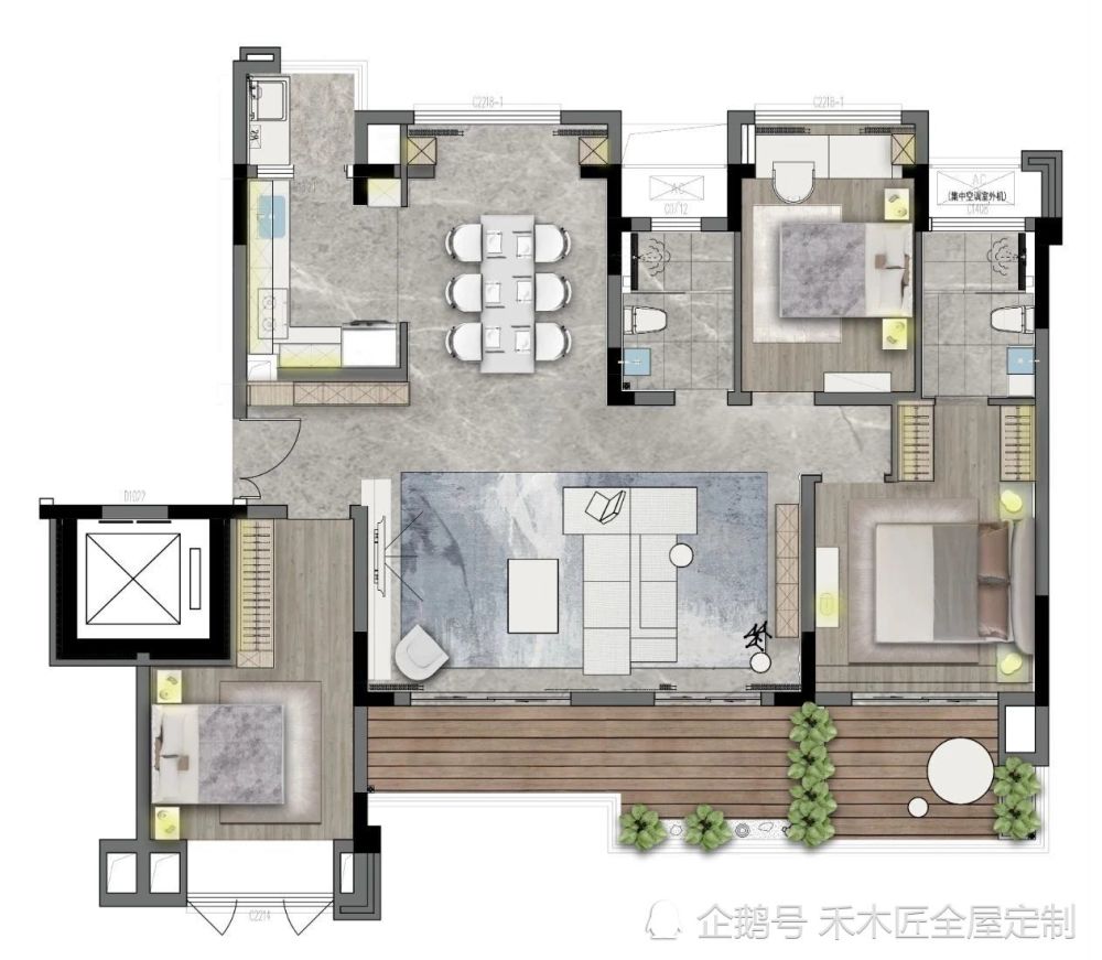 137㎡现代三居横厅大气自然简约格调满满高级感