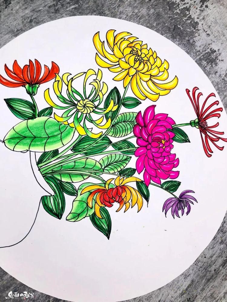 改变下方法,菊花这样画才有创意