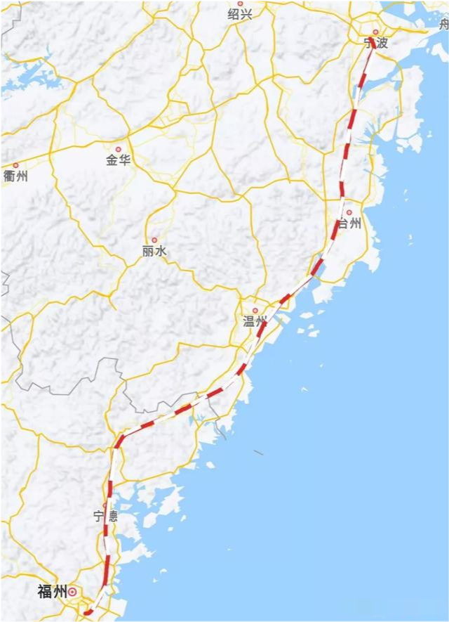 甬台温福高铁将于十四五期间开建,设计时速350km/h,南接福厦