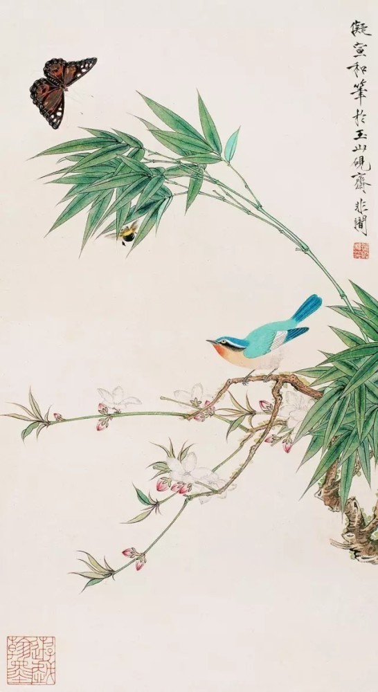 于非闇于非闇工笔花鸟画的造型,起步于陈老莲,上溯两宋院体画,重写生