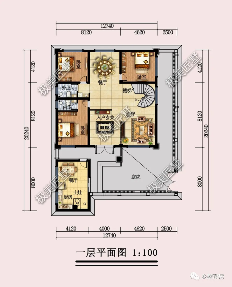 74x20.24米,农村建房不用愁,简欧风格最适合
