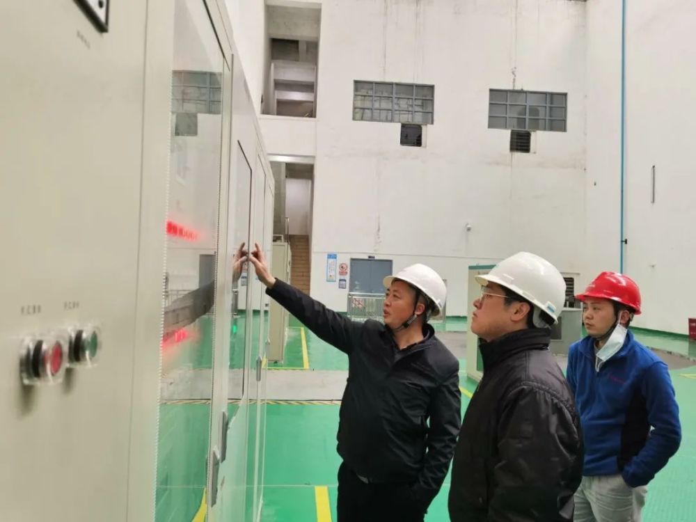 集团公司党委书记,董事长韩小忠到平林电站调研(左一为林虎同志)