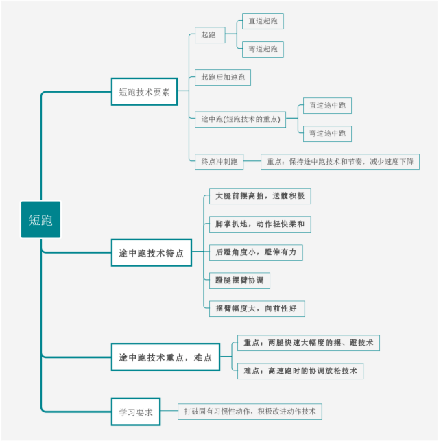 短跑技术思维导图