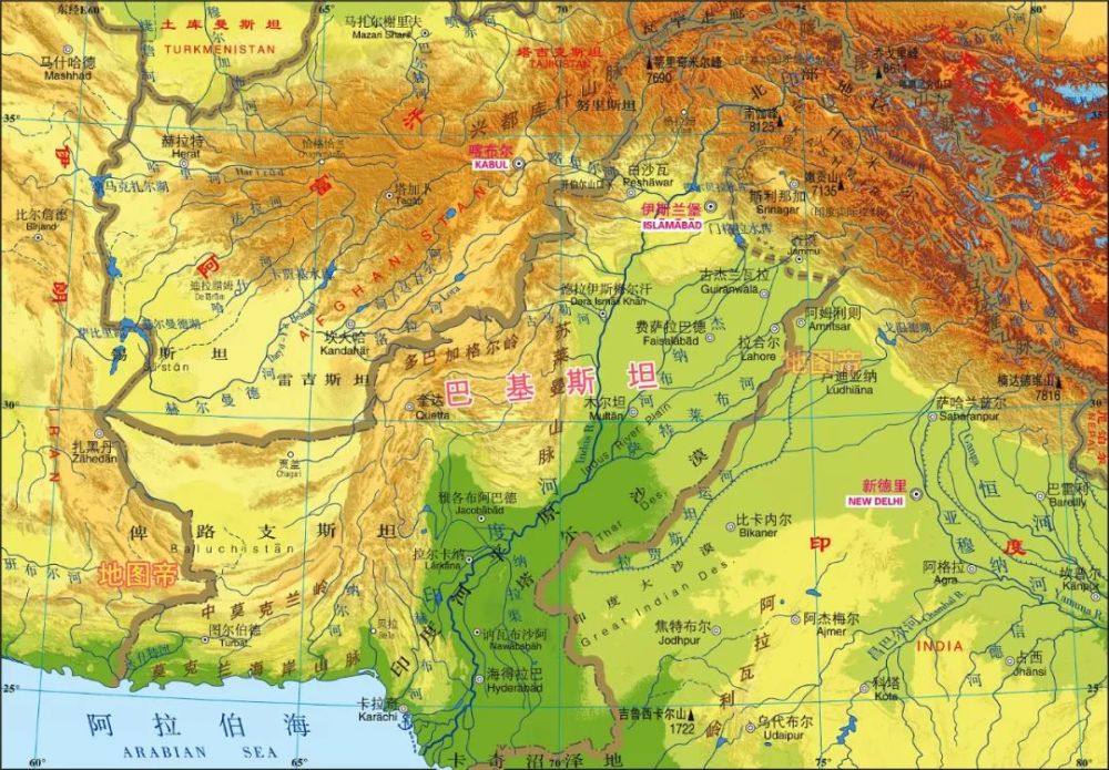 【高清】最新世界各国地形图