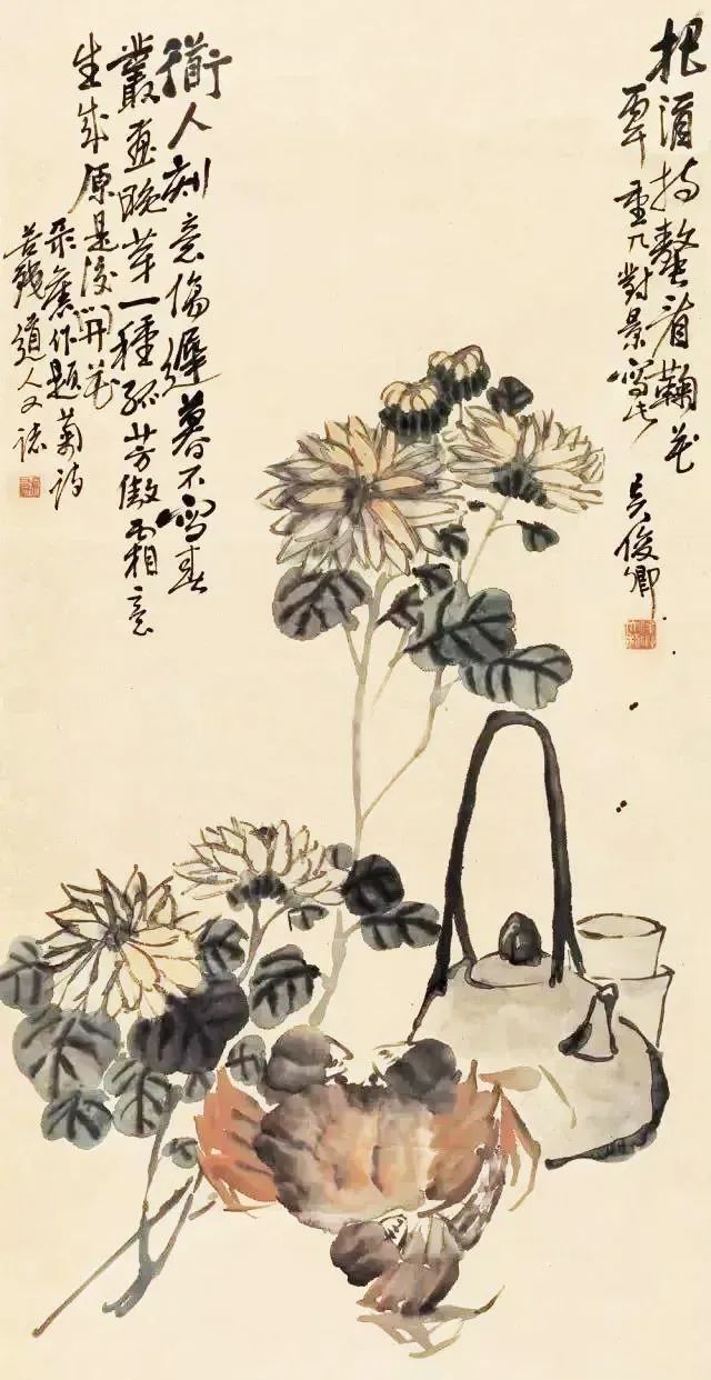 《菊花黄时蟹正肥》娄师白  黄花时节任伯年 《菊黄蟹肥》李鱓 重阳