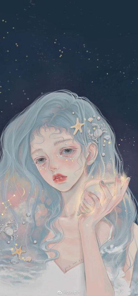 十二星座插画ins风少女壁纸