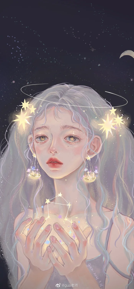 十二星座插画ins风少女壁纸