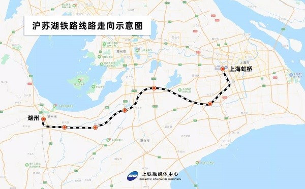 图说:沪苏湖铁路线路走向示意图为保障施工顺利完成,中国铁路上海局