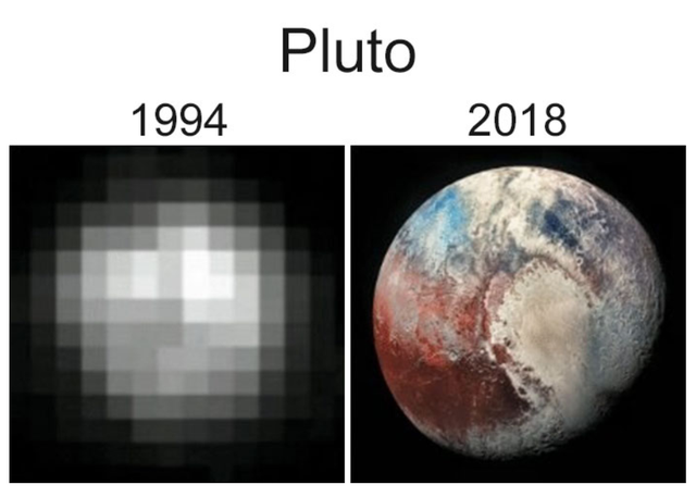 24年时间过去,两张冥王星照片对比,对冥王星的看法有