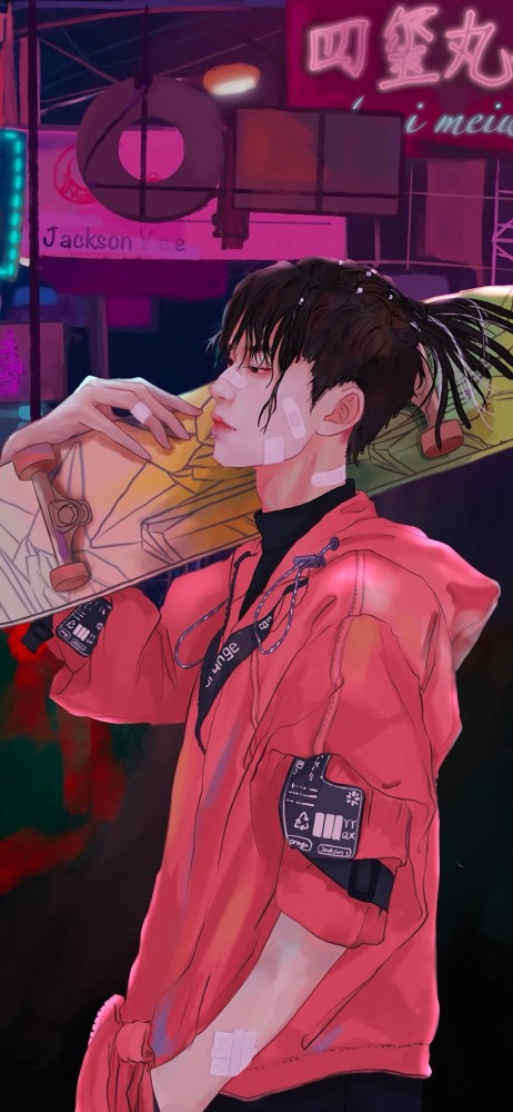 易烊千玺漫画风壁纸
