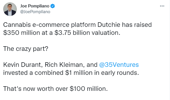 估值37.5亿美元 恭喜杜兰特投资赚翻天,短短4年翻了100倍