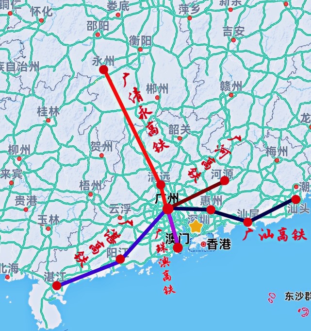 广州将新建5条高铁,其中一条直达重庆,一条连通杭州