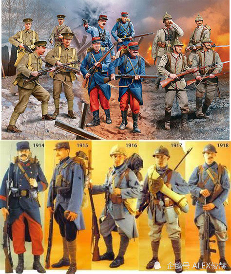 相比之下,一战之前,欧洲其他主要强国的服装颜色早已改变,英国在1900