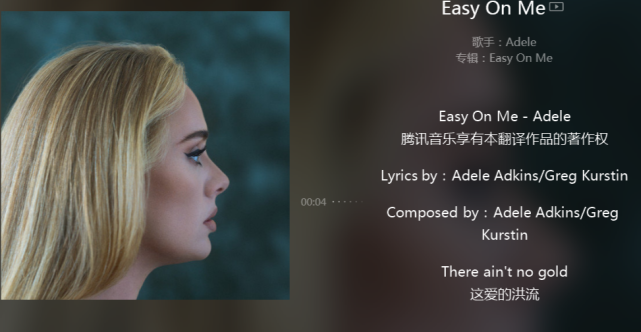 《easy on me》和《舞娘》是同一个创作人