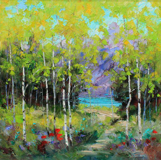troy collins油画风景作品欣赏,美极了的秋季树林