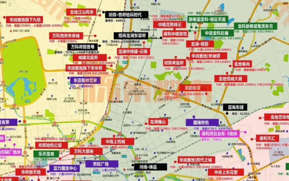 10月沈阳楼市地图发布包括400楼盘位置及最新报价浑南区在售待售楼盘