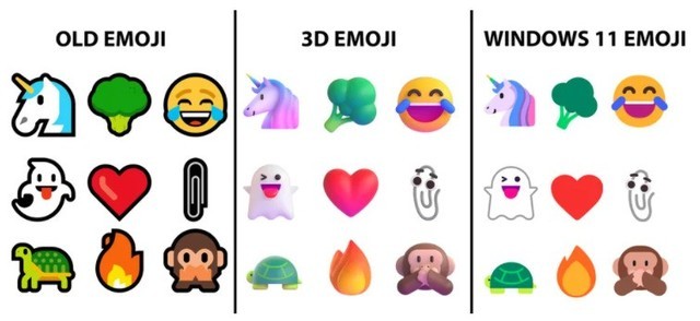 win11的emoji并非之前承诺的3d版本