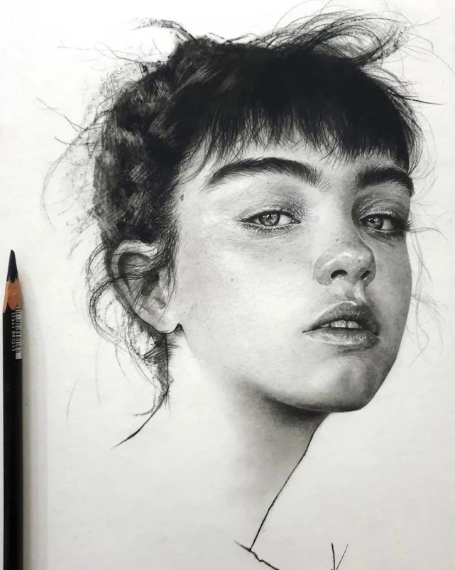 这铅笔素描画,也太精彩了,尤其是发丝!