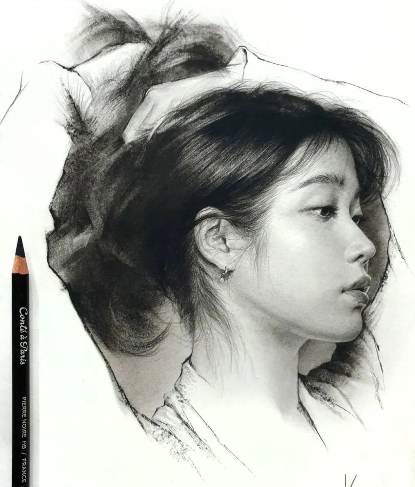 这铅笔素描画也太精彩了尤其是发丝