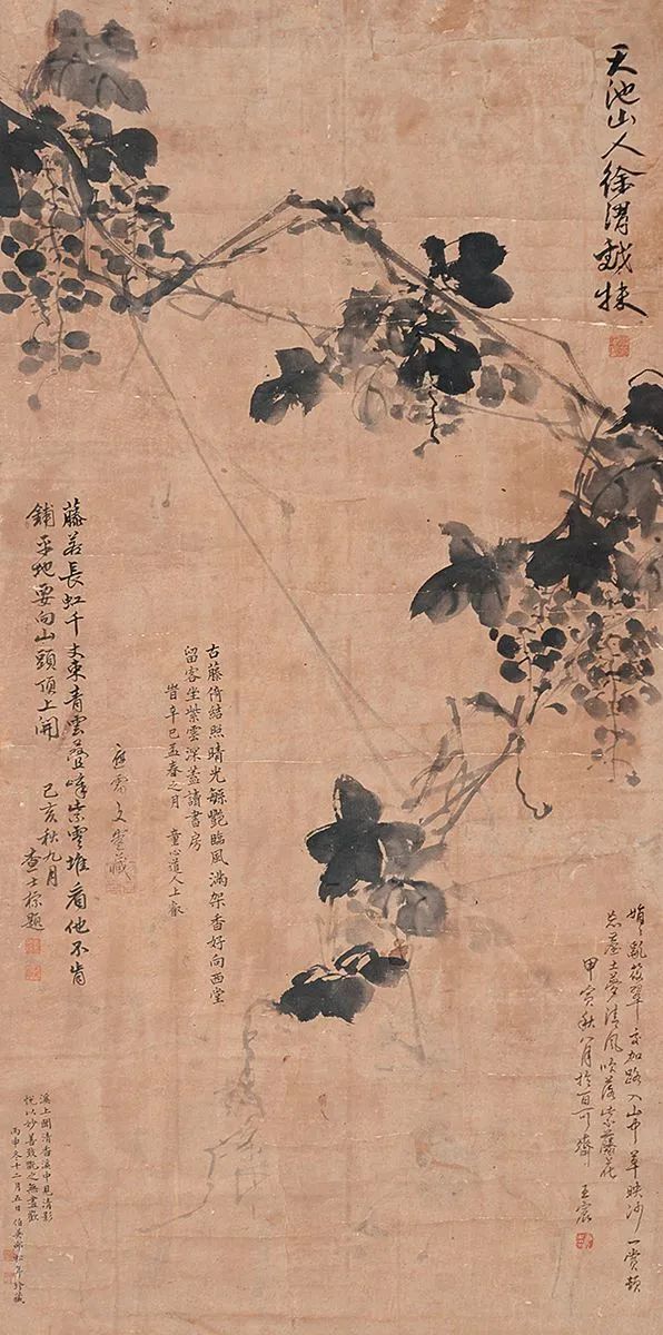 徐渭  花卉人物图册之一葡萄纸本水墨中国国家博物馆藏徐渭杂画图册