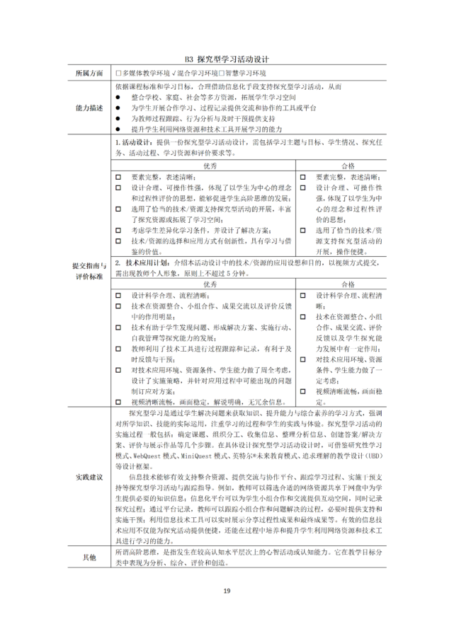 对应广东a4能力点b3探究型学习活动设计活动设计技术应用计划