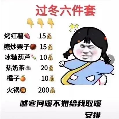 沙雕表情包:坐等过冬六件套