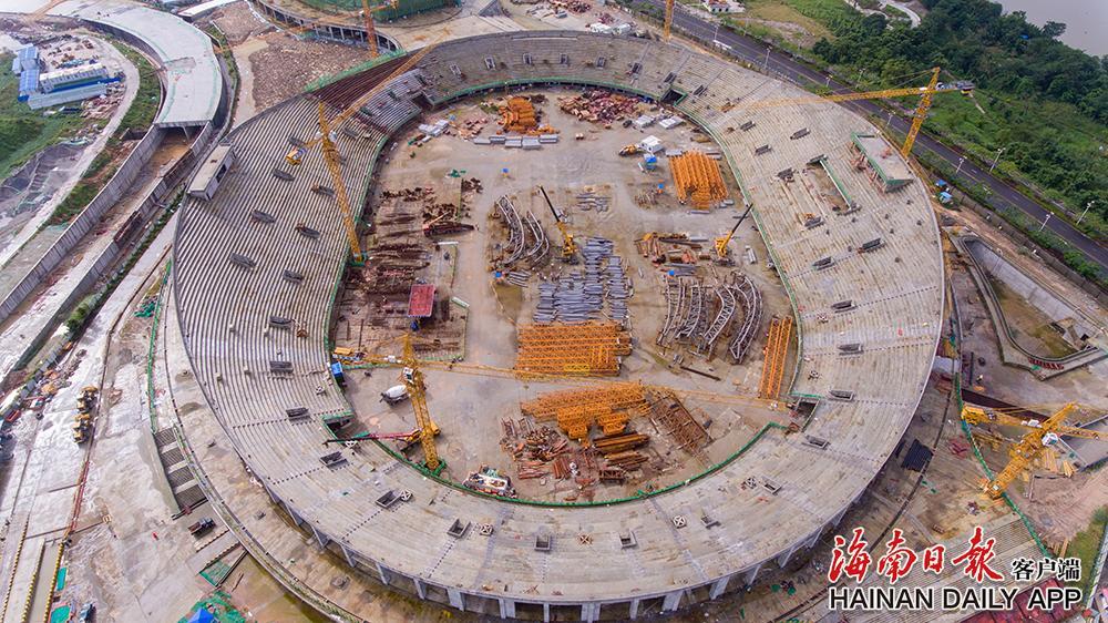 琼海文体中心体育场馆混凝土主体结构基本完成