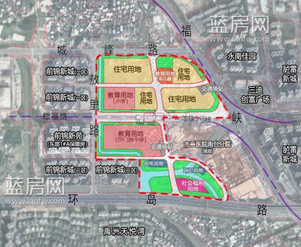 本方案成片开发的符合福州市城市总体规划确定的"东进南下"的发展