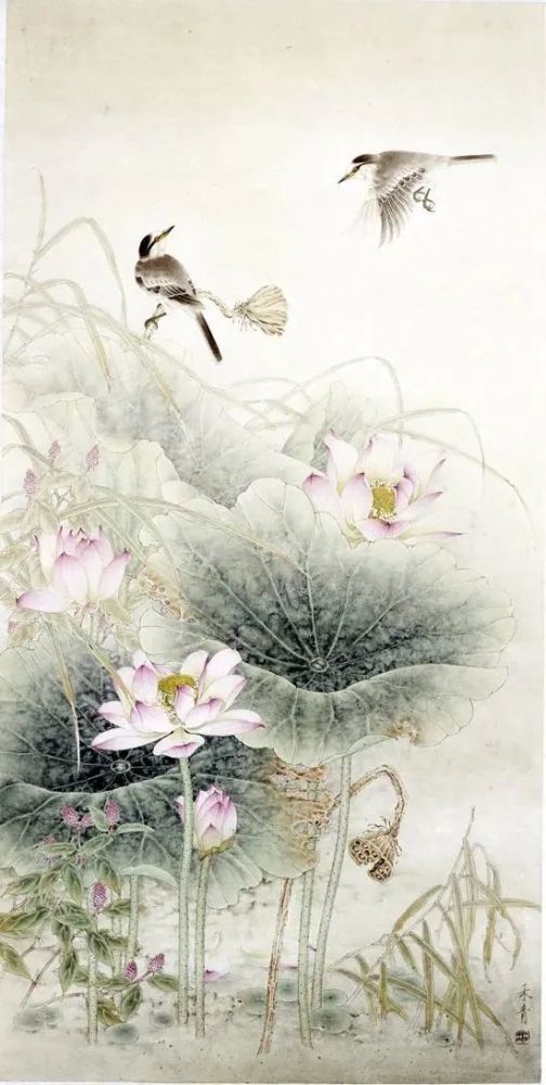 艺术世界且向花间留新照陈禾青工笔花鸟画
