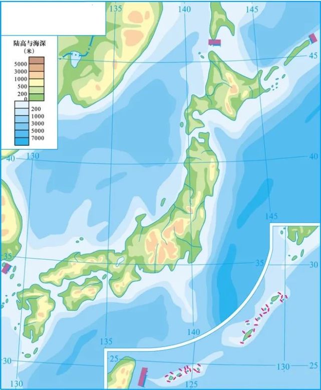 日本地形空白图