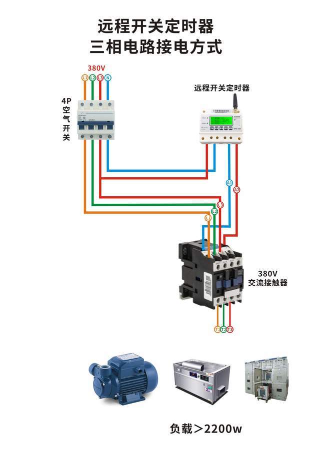 220v远程开关定时器怎么控制380v用电器