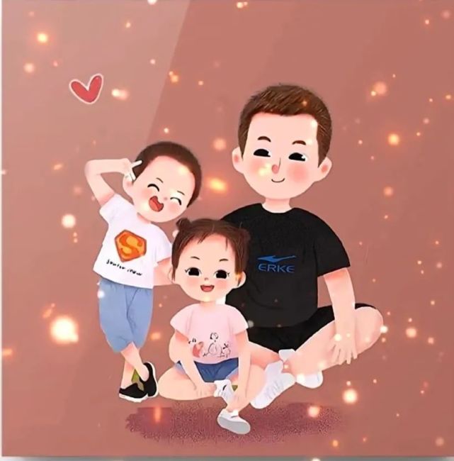 儿女双全一家四口的卡通头像