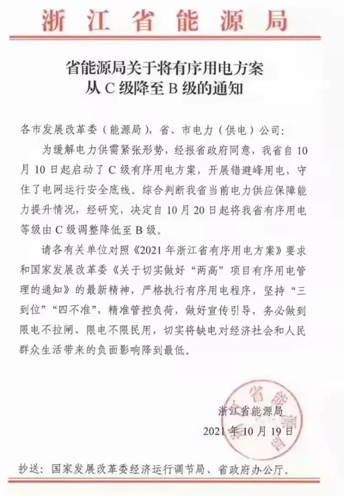 好消息浙江省发布用电降级通知限电有望解除暴涨300这一重要原料创
