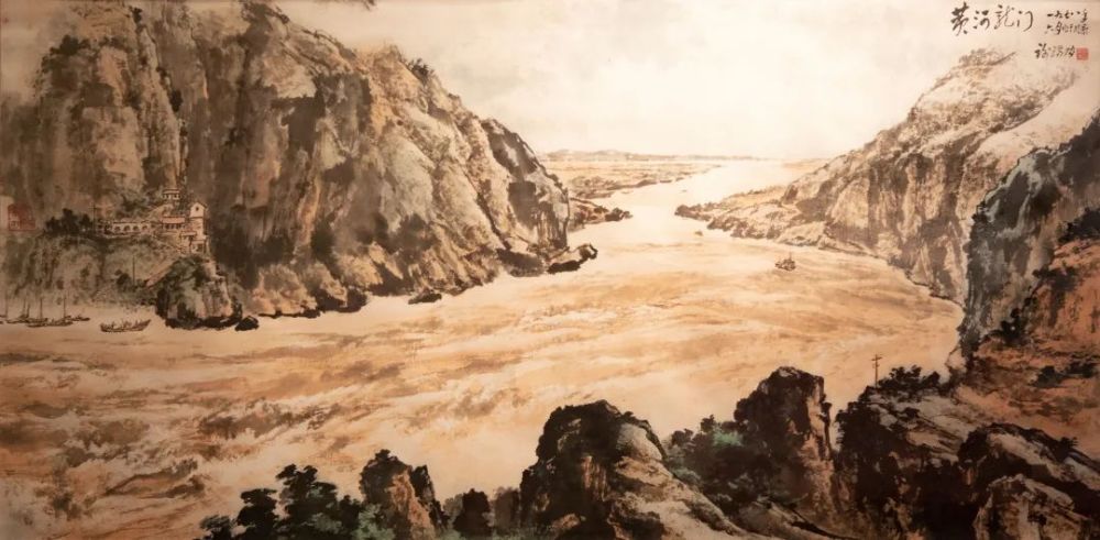 谢瑞阶《黄河龙门》68cm×134cm 中国画 1978年 中国国家画院藏