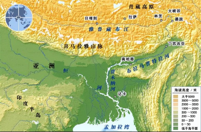 雅鲁藏布江流域图印度的水资源不算少,占了全球淡水资源的4%,而且该国