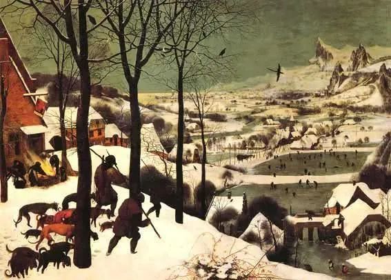 尼德兰另一著名画家勃鲁盖尔的《冬猎》(叉名《雪中猎人》),从另一个