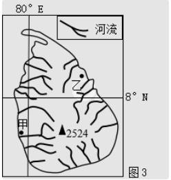 地形影响河流的流域面积和水系形状.