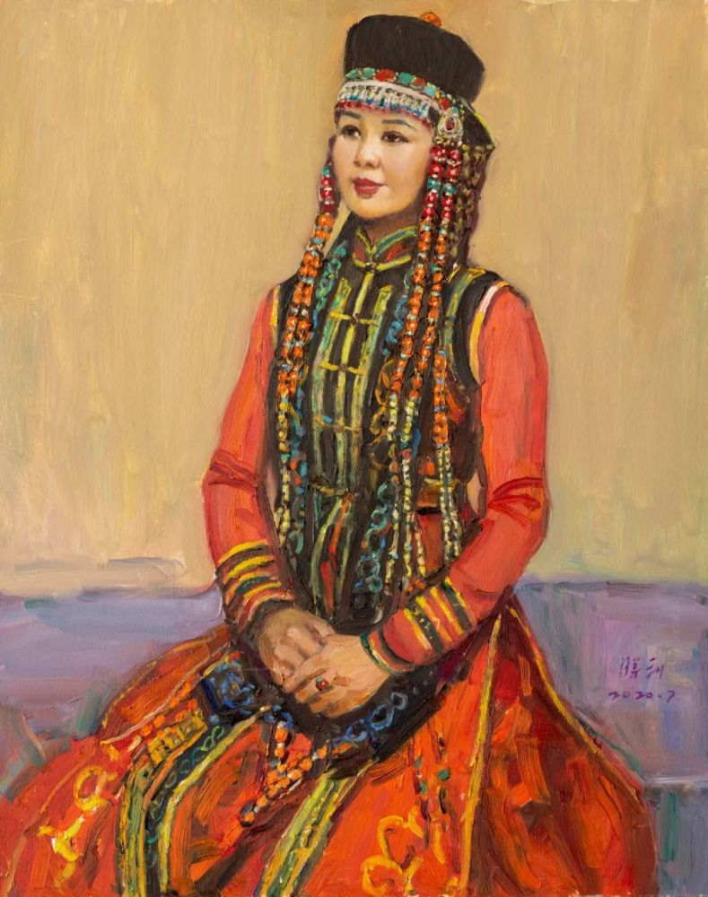 乌兰牧骑队员斯琴塔娜 100×80cm 布面油画 2020